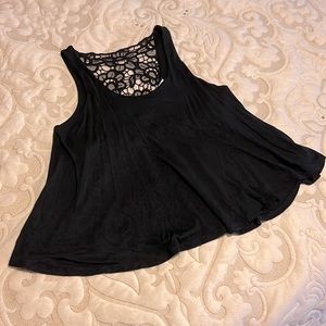 Final price! Monteau Black crop tank crochet back. M tank top Southwestern.